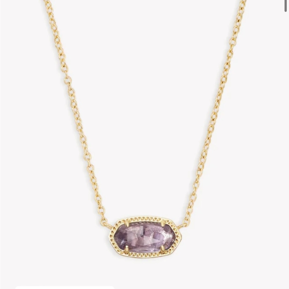 Elisa Gold Short Pendant Necklace In Amethyst
